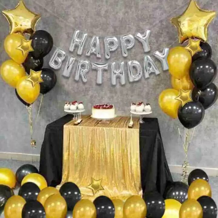 Simple Black And Gold Balloon Decoration For Wall House Party