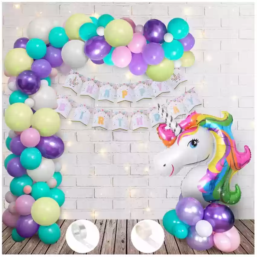Simple Unicorn Theme Balloon Decoration For Wall House Party