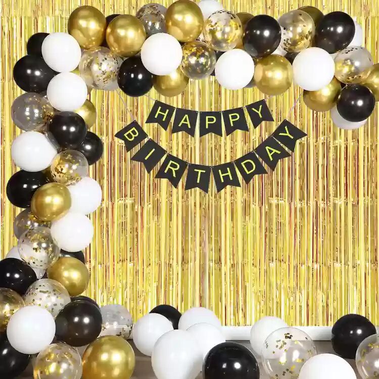 Simple White,Black And Gold Balloon Decoration For Wall House Party