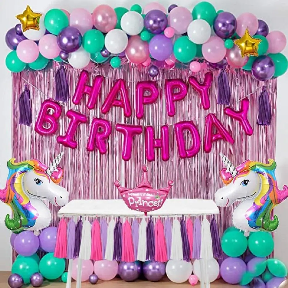 Simple Unicorn Theme Balloon Decoration For Wall House Party