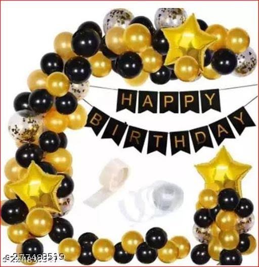 Simple Black And gold Balloon Decoration For Wall House Party