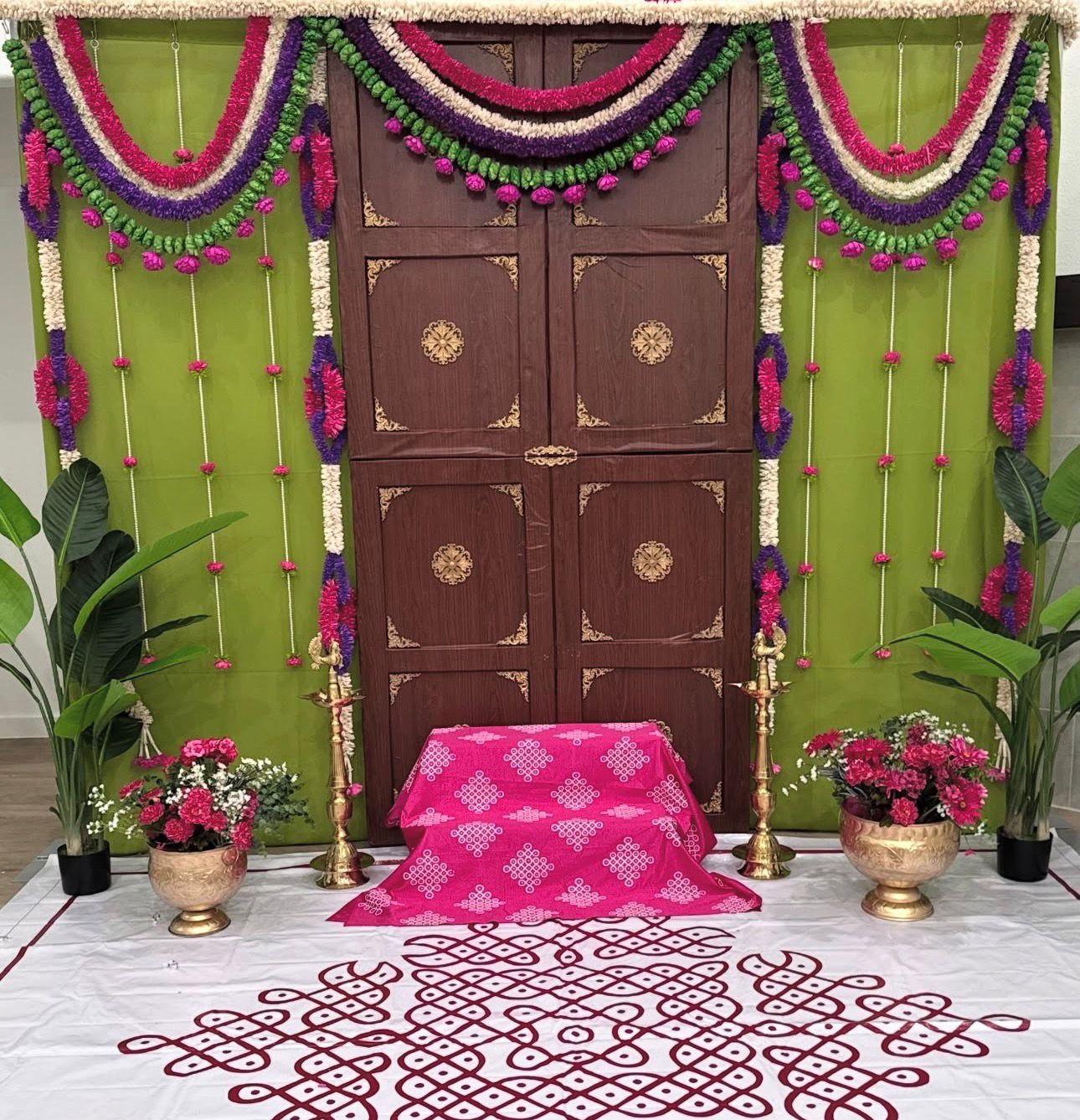 Luxury traditional ceremony backdrop with floral décor and customized cultural setup